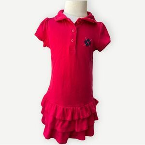Gymboree Girls Kids Short Sleeve Collared Ruffle Hem Red Heart Dress. 4. 4T.